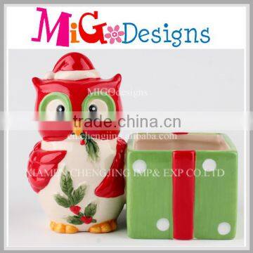 Owl Decor Ceramics Square Pot Wholesale Cute Candy Jar