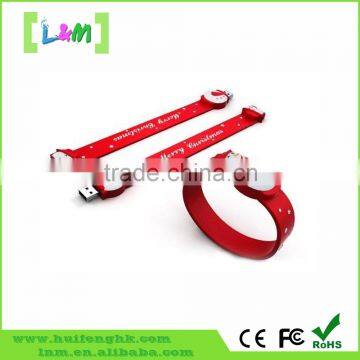Good Quality usb flash drive silicone bracelet for christmas promotional gift