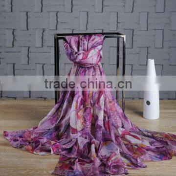 Factory No MOQ Custom Digital Print Silk Gauze Scarf