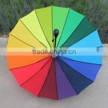 Yiwu Straight and Super Strong Rainbow Umbrella With Nylon Material Umbrella for Adult,rainbow Colorful Umbrella