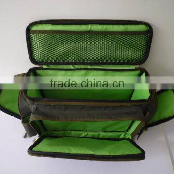 2015 New Model big lure box compartment fishing tackle bag with lure box