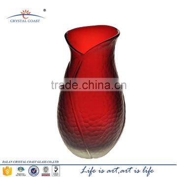 Unique shape home decor red glass bird vase for flower arrangement