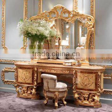 Deluxe Upholstery Queen Anne Bed, Noble Design Carved Wooden Bedroom Set, Vitoria Style Furniture King Size Bed