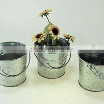 3pc Silver finish Speckled Water Cans bucket pail planter antique copper planter