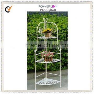 Light Weight Classical Vintage Outdoor Decorative Antique White Wrought Iron Metal Small Folading Shelf