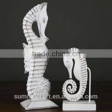 European vintage pure white resin sea horse statue