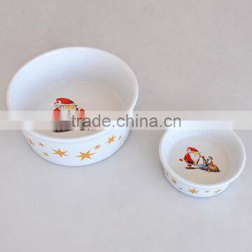 2pcs pet dish set,stoneware with decal