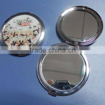 Folding metal round shape custom logo travel cosmetic mirror