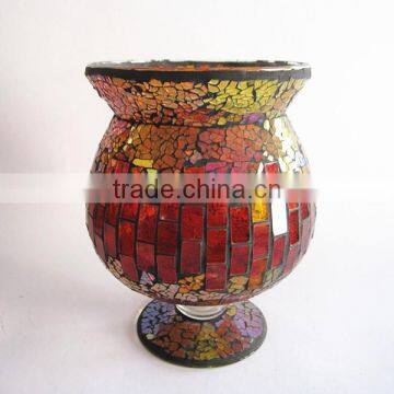 Splendid Mosaic Modern Wedding Gifts Crackle Single Red Golden Vase Chinese Flower Arrangements photo-4