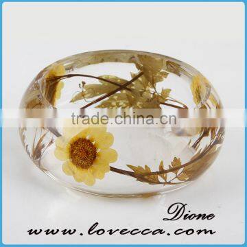 Handmade Botanical Resin Bangle Bracelet With Real Dried Flower, Preserved Resin Flower Bangle photo-3