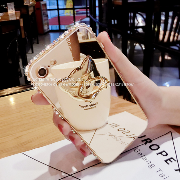 Metal Bumper Frame Mirror Surface Cell Phone Cover Case Diamond Mobile Phone Cases for IPhone7/7Plus/6/6s/6plus/6splus photo-2