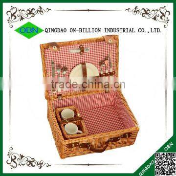 Cheap Vintage Rustic Outdoor Camping Basket Wicker Picnic Basket Set photo-3