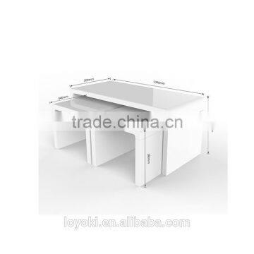 MODERN DESIGN HIGH GLOSS WHITE COFFEE TABLE SIDE/END NEST TABLE SET LIVING ROOM photo-6