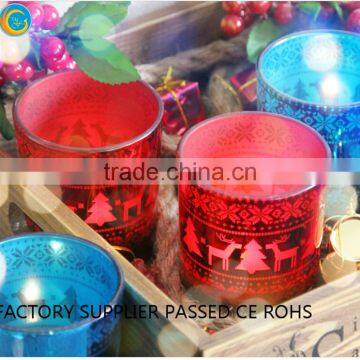 Sliver Laser Red Glass Votive Holders photo-2