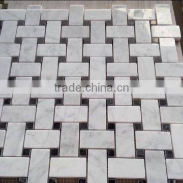 Basketweave Mosaic Tiles Bianco Carrara Mosaic Tile Carrara Marble Mosaic photo-4