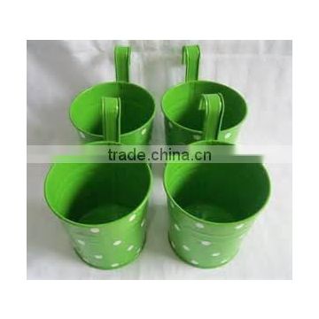 Refreshing Green Polka Dots Garden Decoration Pot/Eco-friendly Flower Pot/Hanging Metal Small Flower bucket/Metal Flower Pot/Can