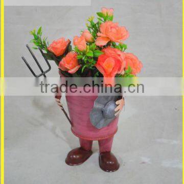 YS11953 funny metal decorative flower pot with foot handmade plant pot