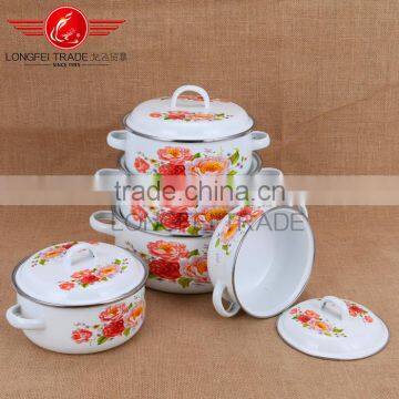 Enamel polished bulged cooking pot enamel casserole set stew pot enamel ceramic soup pot