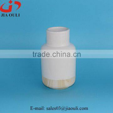 NEW Design Wood Grain White Ceramic Vase photo-5