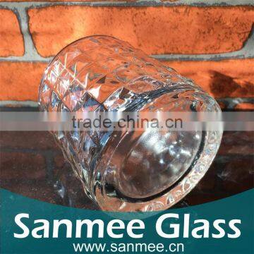 Hot Selling Diamond Pattern Glass Candle Holder photo-3