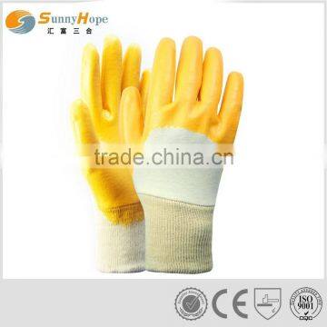 industrial open back yellow nitrile coated gloves