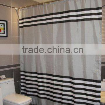 Printed fabric shower curtain and bath accessory