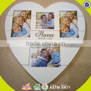 2017 wholesale 4 hole wooden heart-shaped decoration picture frame W09A051