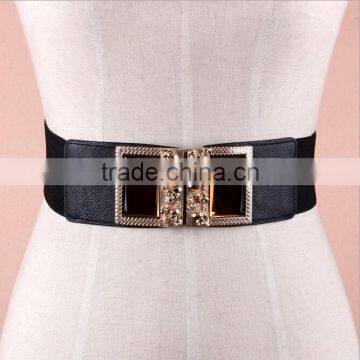 Wholesale skull pattern decorated alloy buckle elastic sex women lady waist belt