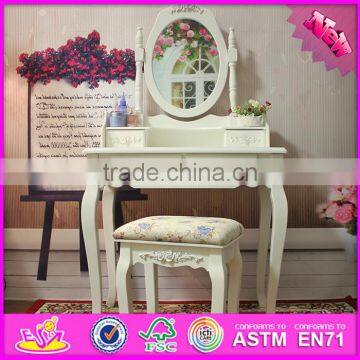 2016 Wholesale Fashionable White Wooden Makeup Vanity Table With Mirror W08H060 photo-2