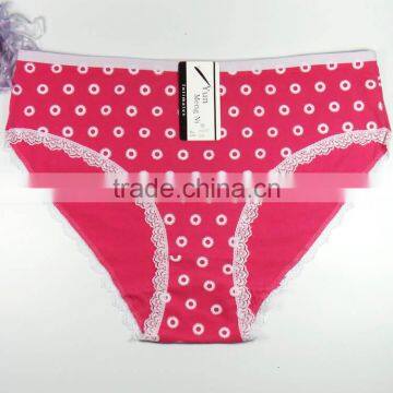 Soft Cotton Panties For Women Fancy Printing Girls Briefs With Lace Trim Sexy Lingerie photo-5