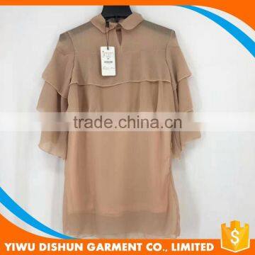 Women Latest Designs Good Quality Layered Prom Chiffon Pink Dress photo-5