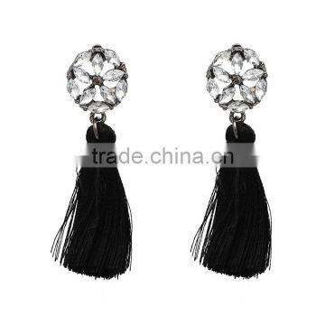 Bohemian Jewelry Zircon Gems With Long Colorful Tassel Charms Earrings for Women photo-2