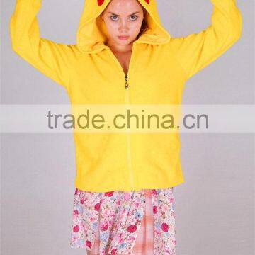 2017 Cheap Yellow Polar Fleece Animal Hoody Women Winter Bomber Jacket Wholesale photo-4