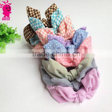 Cute Retail Baby Girls Polka Dots Cotton Headbands Hairbow Kids Colorful birthday Party Rabbit Headwear