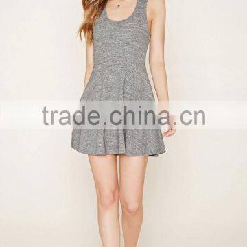 Plain Vest Dress With Racer Back Grey Blank Sleeveless Baseball Mini Dress Skater Dress With Your Own Label photo-5