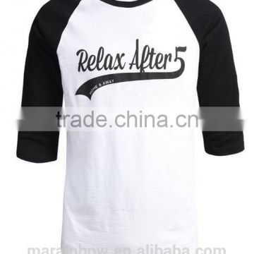 Poly-Cotton Blend Mens 3/4 Raglan Sleeve Baseball T Shirt Custom Printed Baseball Tee Shirts Wholesale Contrasting Color T Shirt