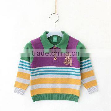 Baby Stripe Sweater Fashion Turn Down Collar Children Products photo-2