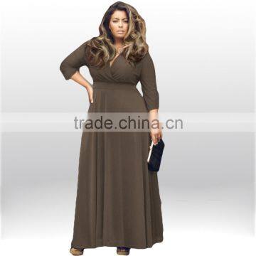 2016 Wholesale New Arrival Fashion Sexy Long Sleeve Deep V-neck Plus Size Dresses for Fat Women photo-5