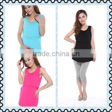 F20024M Wholesale maternity clothing summer pregnant vest design pure color maternity t shirt