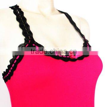 Seamless Women Lace Racer Back Tank Top photo-5