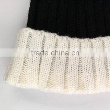 Myfur Classical Women Beanie Hat With Big Soft Real Fox Fur Pom Pom Knitting Cap