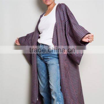 Newest Style Jacket With Squared Neck Haori Full Textured Yarn Dye Silk Kimono photo-6