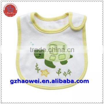 High quality soft cotton embroidered tortoise bibs for infant