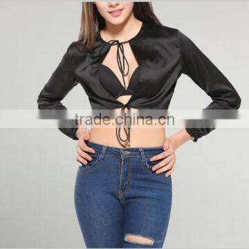 New Fashion Polyester Crop Top Cardigan 2017 Women photo-2