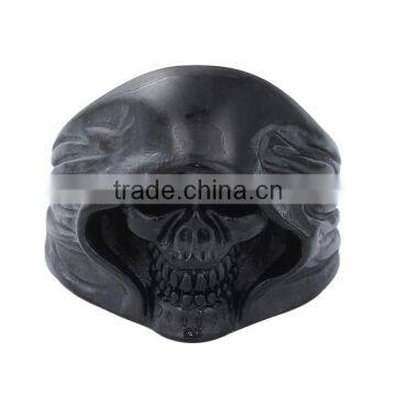 New Design Black Skull Titanium Steel Unadjustable Rings For Party