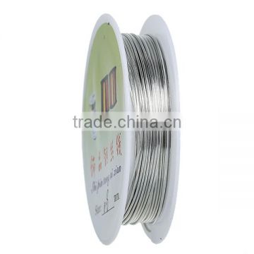 Copper Beading Wire Thread Cord Round Silver Tone 0.8mm Dia. , 2 Rolls