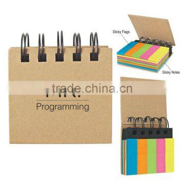 Mini spiral notebook with colorful noteflags