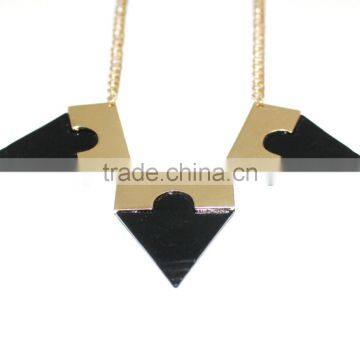 Three Gold Black Triangles Necklace Dainty Simple Geometric Jewelry