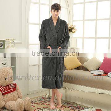 Cheap price design plain coral fleece mens bathrobe