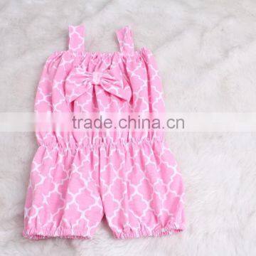 Lovely design quatrefoil baby knit rompers wholesale smocked clothing kids ruffle clothing set clolor baby romper onesie